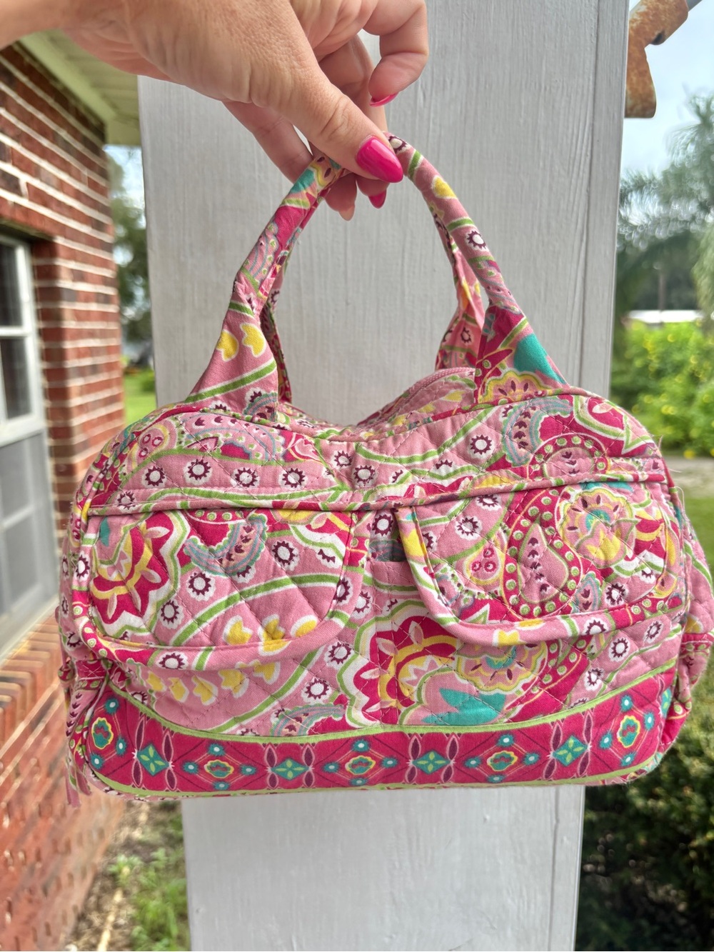 capri melon vera bradley inspired quilted paisley handbag y2k pink floral bag